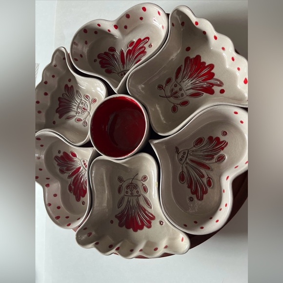 Cleminson's Galagray Ware Hearts & Fans Shape Complete Lazy Susan - Picture 2 of 13